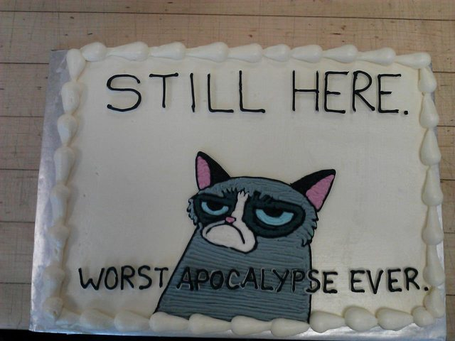 'Still here - worst apocalypse ever'-cake