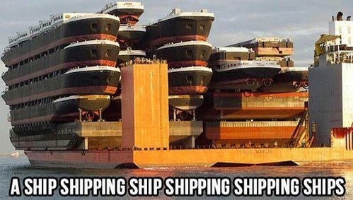 A ship shipping ship shipping shipping ships